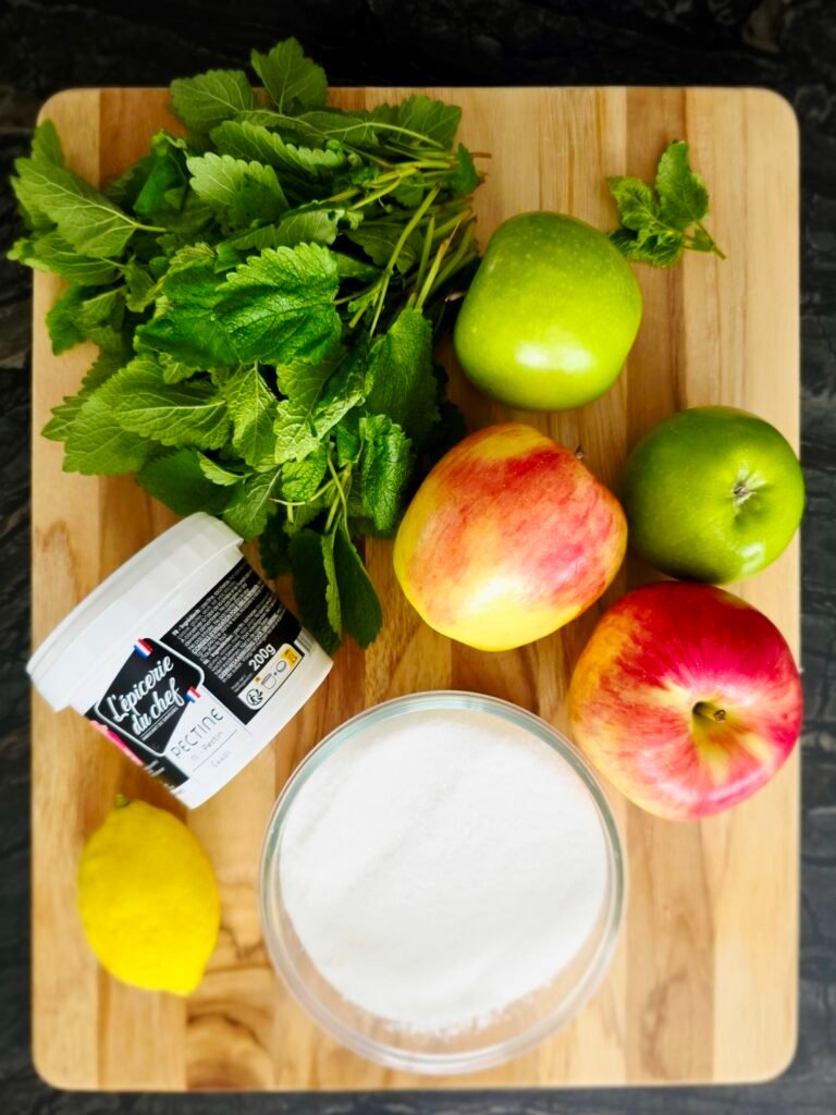 apple lemon balm jelly recipe ingredients fresh lemon balm, mixed apples, lemon, pectin and sugar