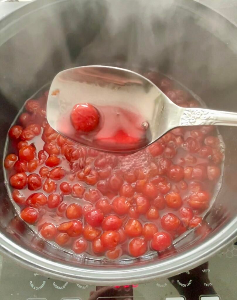 cherries mid-cook during one of the four cycles